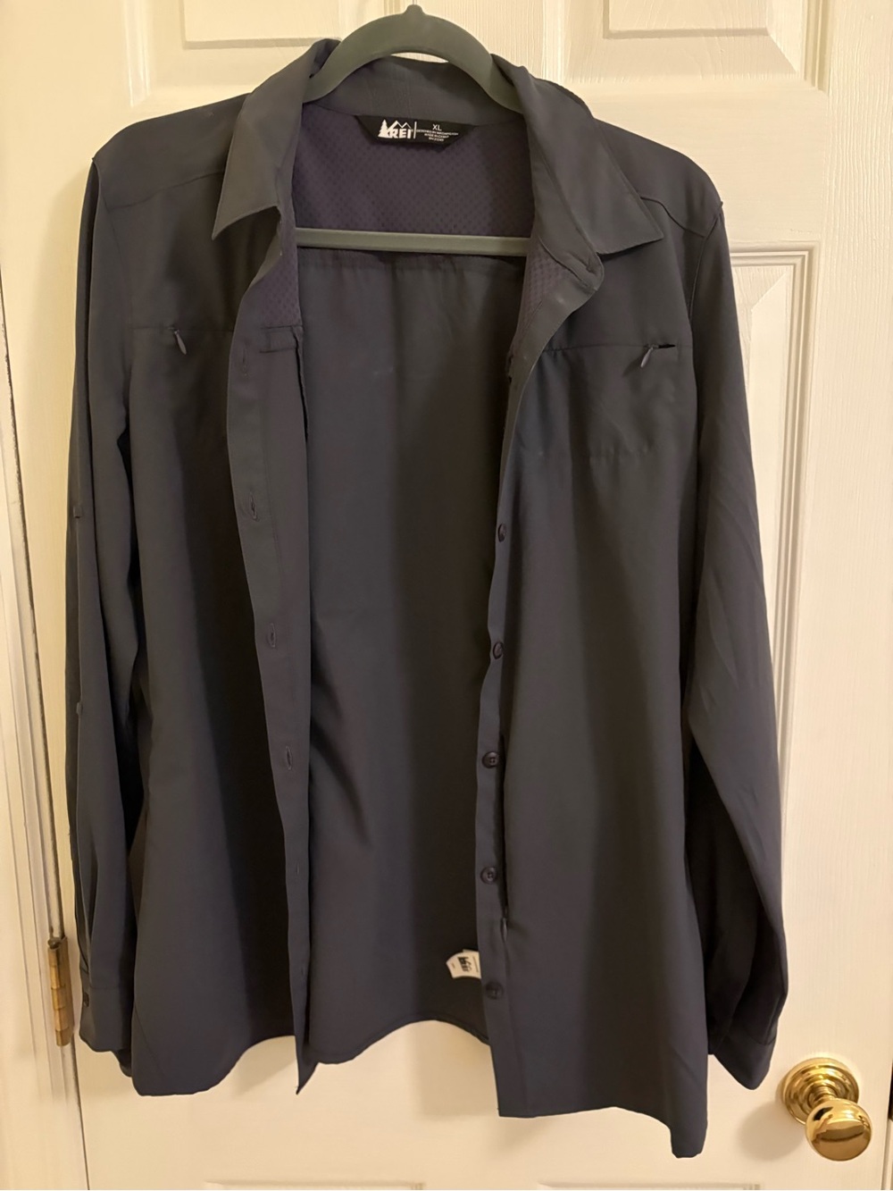 REI Women's Dark Navy Long-Sleeve Button-Down Shirt